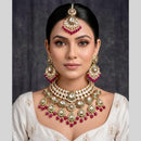 Kavita Art Traditional Kundan Stone And Beaded Choker Necklace Set 