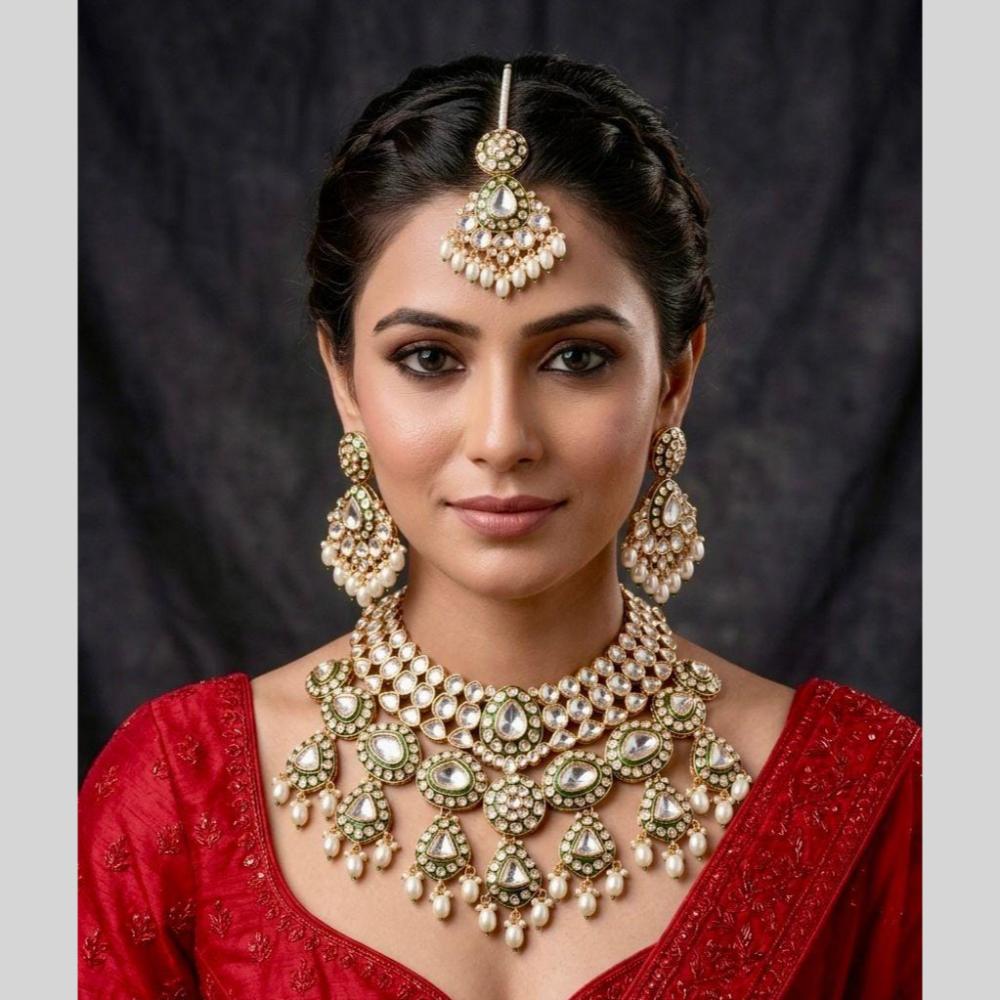 Kavita Art Traditional Kundan Stone And Beaded Choker Necklace Set