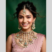 Kavita Art Classic Ethnic Pota Stone Pearl And Beaded Choker Necklace Set