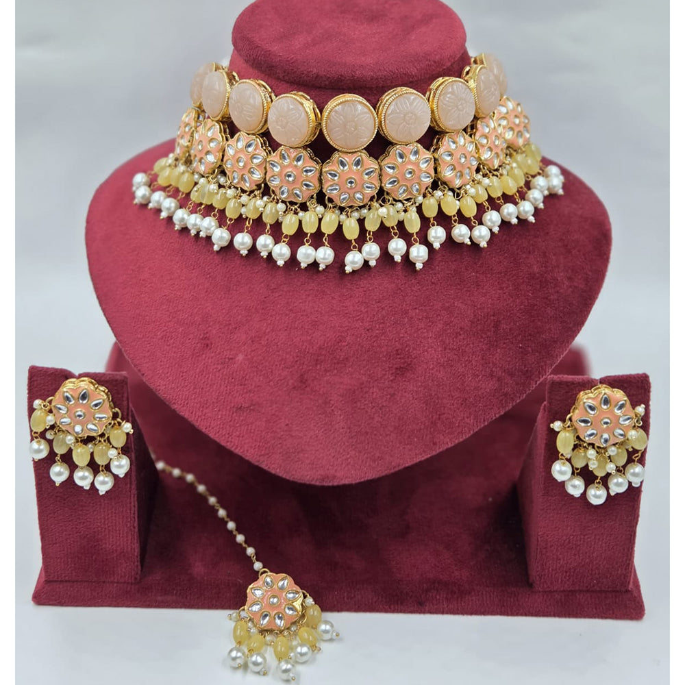 Kavita Art Classic Kundan Stone And Beads Choker Necklace Set