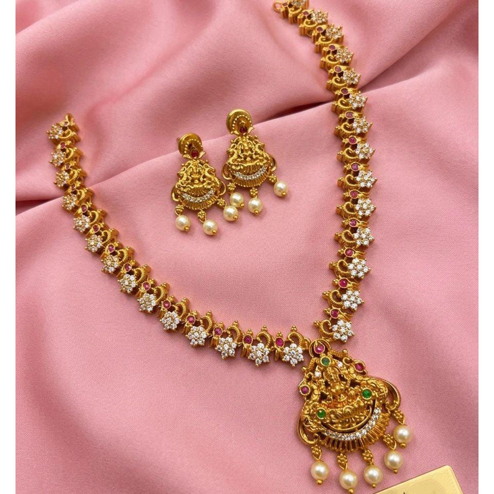 Kavita Art Classic Ethnic Pota Stone And Pearl Temple Necklace Set