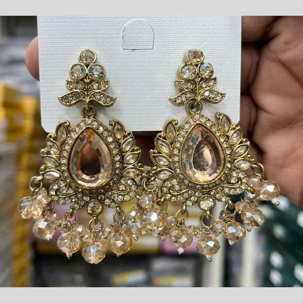 Kavita Art Glam Crystal Stone And Beads Statement Dangler Earrings