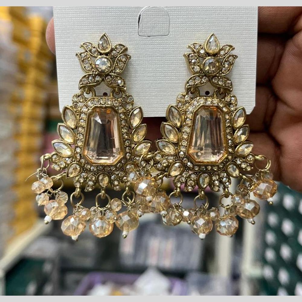 Kavita Art Glam Crystal Stone And Beads Statement Dangler Earrings