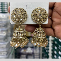 Kavita Art Designer Crystal Stone And Pearl Jhumki Earrings