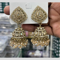Kavita Art Designer Crystal Stone And Pearl Jhumki Earrings