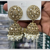 Kavita Art Designer Crystal Stone And Pearl Jhumki Earrings