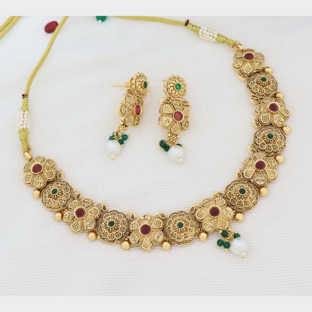 Kavita Art Elegant Pota Stone Pearl Necklace Jewellery Set
