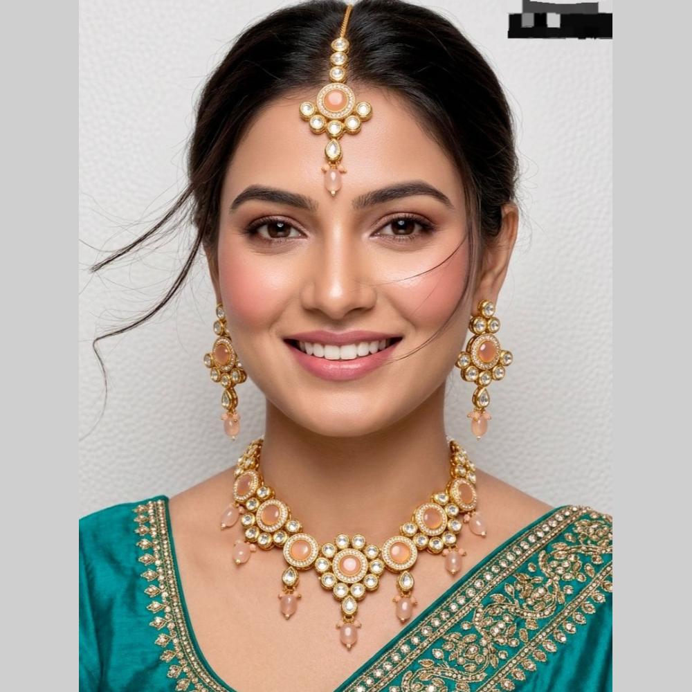 Kavita Art Elegant Pota Stone Pearl Choker Necklace Jewellery Set