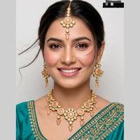 Kavita Art Elegant Pota Stone Pearl Choker Necklace Jewellery Set