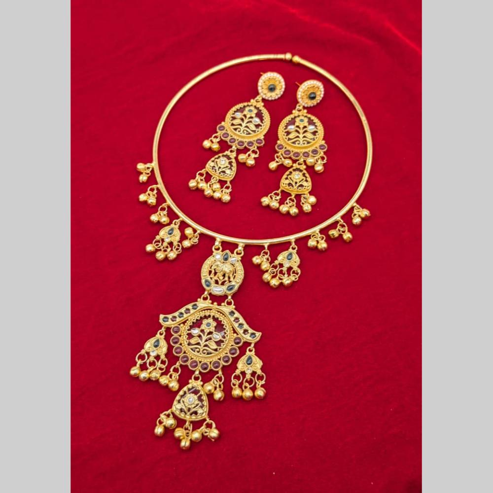 Kavita Art Elegant Pota Stone And Pearl Necklace Jewellery Set