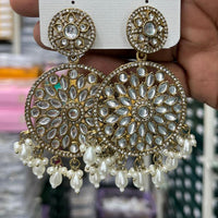 Kavita Art Designer Kundan Stone And Beads Dangler Earrings