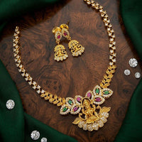 Kavita Art Premium Austrian & Pota Stone Temple Long Necklace Set