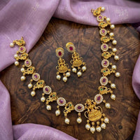 Kavita Art Premium Austrian & Pota Stone Temple Long Necklace Set