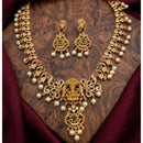 Kavita Art Premium Austrian & Pota Stone Temple Long Necklace Set