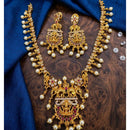 Kavita Art Premium Austrian & Pota Stone Temple Long Necklace Set