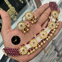 Kavita Art Royal Polki Kundan Stone And Pearl Choker Necklace Set