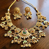 Kavita Art Gold Plated Royal Pota Stone And Pearl Necklace Set