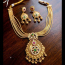 Kavita Art Gold Plated Royal Pota Stone And Pearl Multi Layer Necklace Set