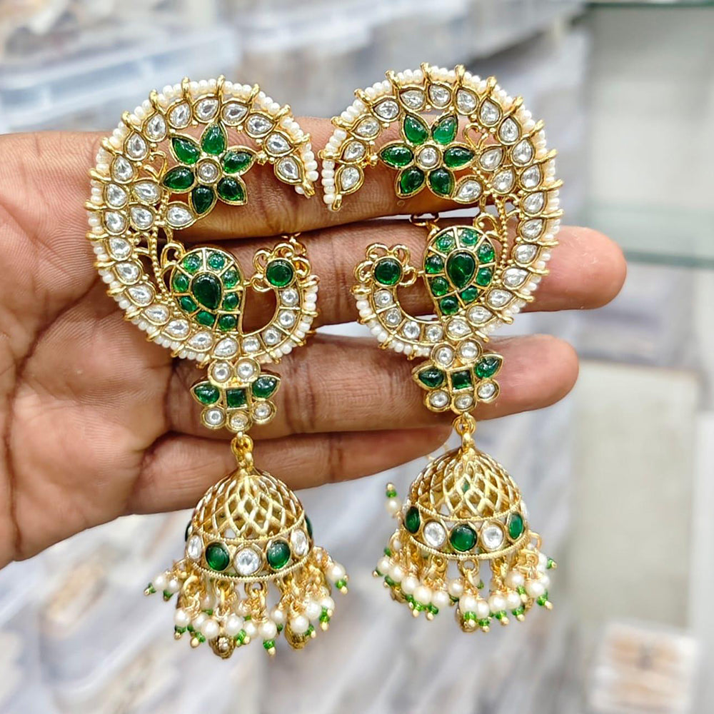 Kavita Art Gold Plated Pota Stone And Pearl Earcuff Jhumki