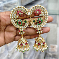 Kavita Art Gold Plated Pota Stone And Pearl Earcuff Jhumki