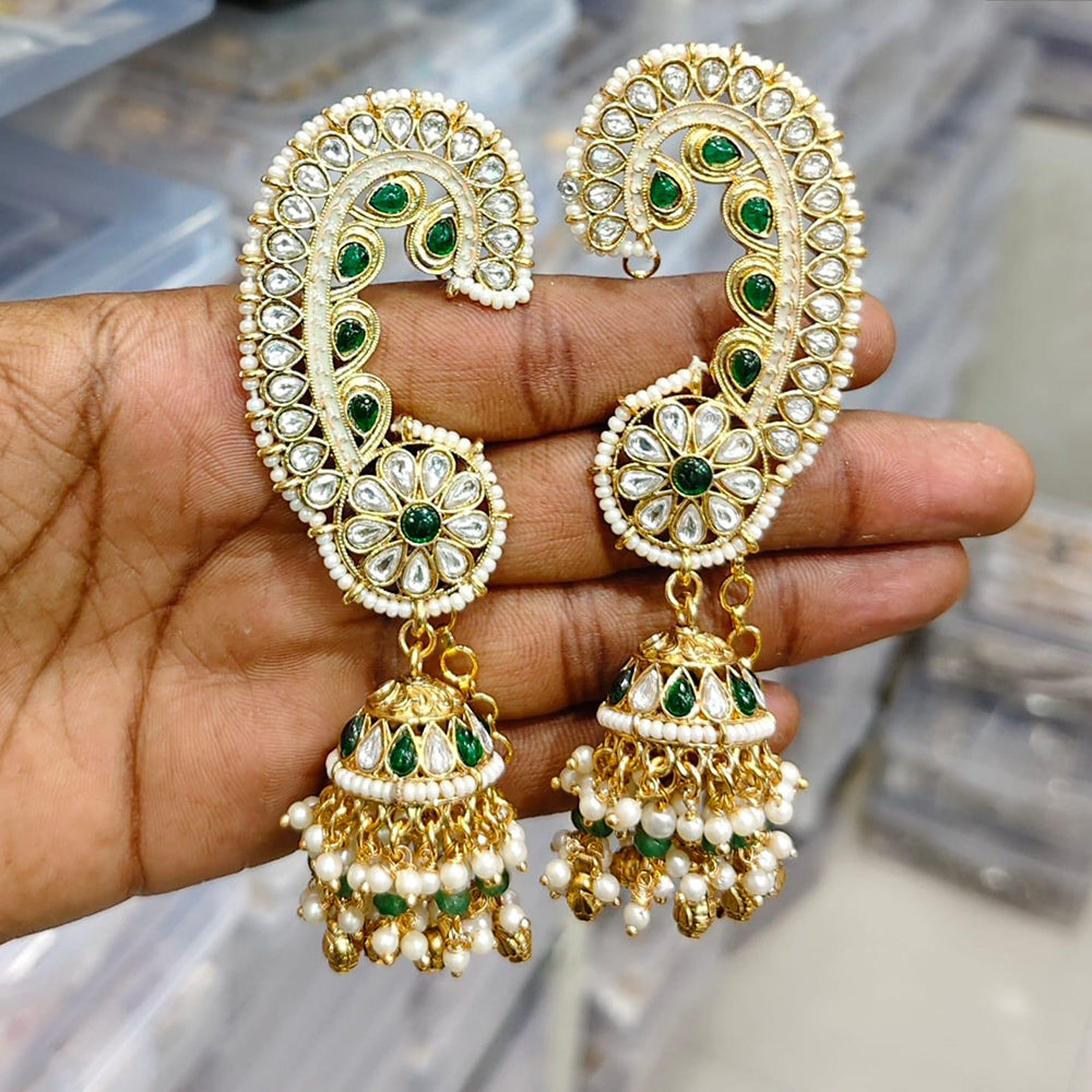 Kavita Art Gold Plated Pota Stone And Pearl Earcuff Jhumki