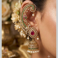 Kavita Art Gold Plated Austrian Stone And Pearl Earcuff Jhumki