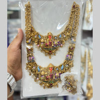 Kavita Art Classic Pota Stone And Pearl Temple Double Necklace Set