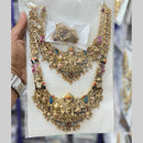 Kavita Art Classic Pota Stone And Pearl Temple Double Necklace Set
