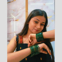 Kavita Art Traditional Green Glass Bangles Set for Women