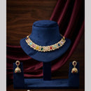 Kavita Art Premium Crystal Stone And Pearl Choker Necklace Set for Women