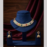 Kavita Art Premium Crystal Stone And Pearl Choker Necklace Set for Women