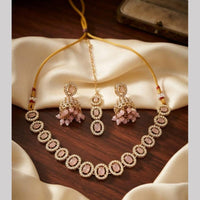 Kavita Art Premium Crystal Stone And Pearl Choker Necklace Set for Women