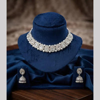 Kavita Art Premium Crystal Stone And Pearl Choker Necklace Set for Women