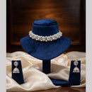 Kavita Art Premium Crystal Stone And Pearl Choker Necklace Set for Women