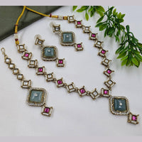 Kavita Art Designer Pota Stone And Pearl Necklace Set 