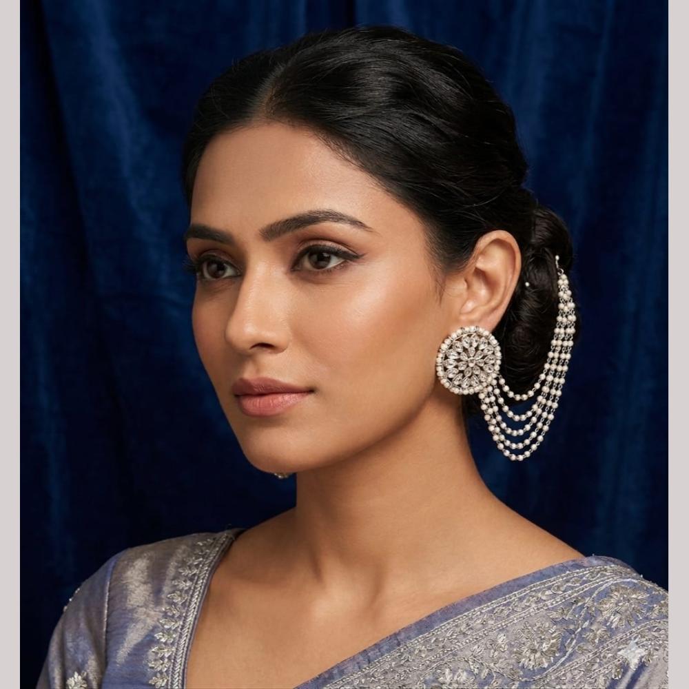 Kavita Art Classic Kundan Pearl Kan Chain For Wedding, Party & Ethnic Wear Jewelry