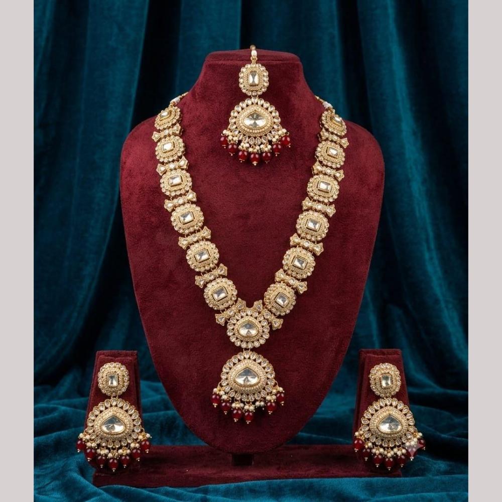 Kavita Art Traditional Kundan Stone And Beaded Long Necklace Set