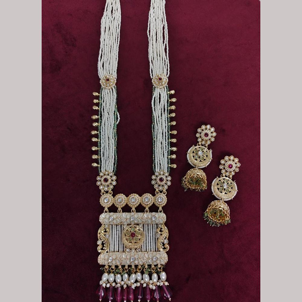 Kavita Art Traditional Kundan Stone And Beaded Meenakari Long Necklace Set