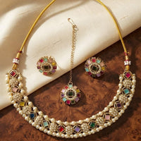 Kavita Art Premium Crystal Stone And Pearl Necklace Set