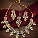 Kavita Art Premium Crystal Stone And Pearl Necklace Set