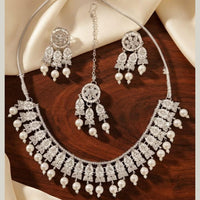 Kavita Art Premium Crystal Stone And Pearl Necklace Set
