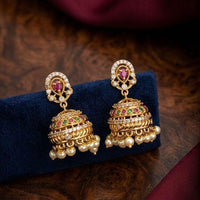 Kavita Art Designer Pota Austrian Stone And Pearl Jhumki Earrings