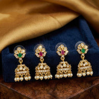 Kavita Art Designer Pota Austrian Stone And Pearl Jhumki Earrings