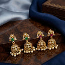 Kavita Art Designer Pota Austrian Stone And Pearl Jhumki Earrings