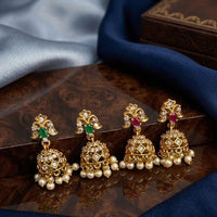 Kavita Art Designer Pota Austrian Stone And Pearl Jhumki Earrings