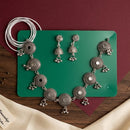 Kavita Art Boho Style Oxidised Plated Mirror And Pearl Necklace Set