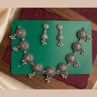 Kavita Art Boho Style Oxidised Plated Pota Stone And Pearl Necklace Set