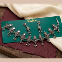 Kavita Art Boho Style Oxidised Plated Mirror And Pearl Necklace Set