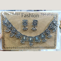 Kavita Art Boho Style Oxidised Plated Mirror And Pearl Necklace Set