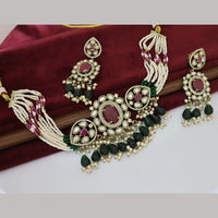 Kavita Art Elegant Pota Stone And Pearl Choker Necklace Set for Women